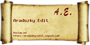 Aradszky Edit névjegykártya